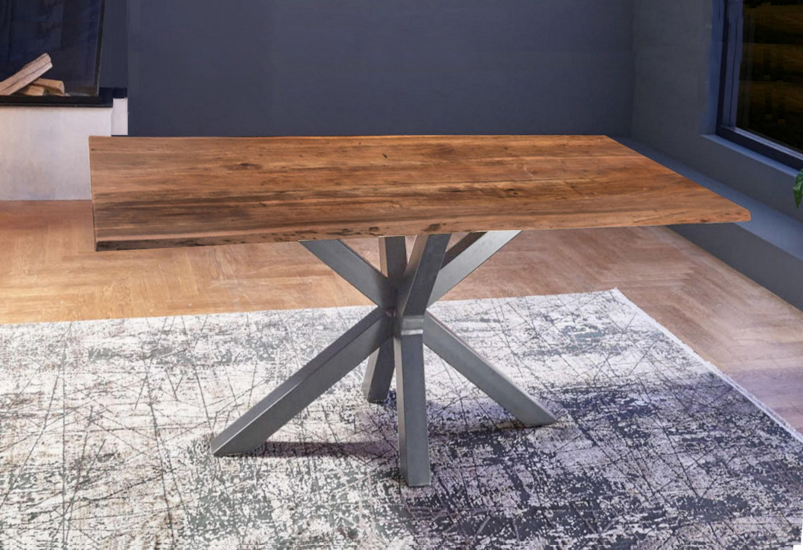 ESSTISCH FELINA - Silberfarben/Braun, Holz/Metall (80/120/77cm) - SAM