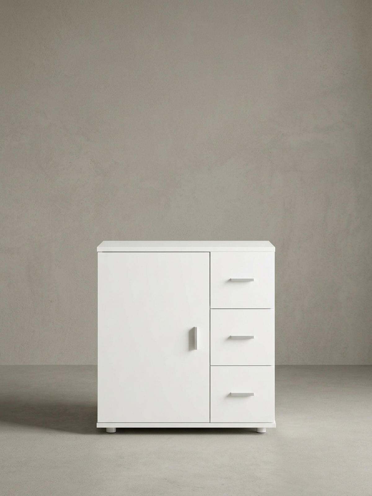 BADSCHRANK Weiß 60x65,5x33 cm mit großem Stauraum in matter Ausführung - Schwarz/Weiß, Holz (60/66/33cm) - KADIMA DESIGN