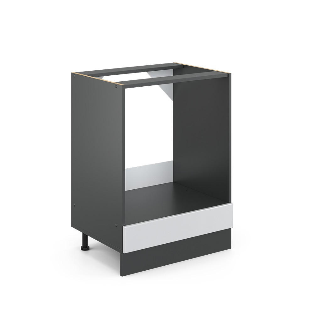 HERDUMBAUSCHRANK R-Line Weiß Landhaus 60 cm, AP Eiche - Anthrazit/Creme, Holzwerkstoff (60/81.6/60cm) - Vicco