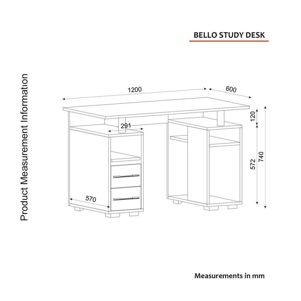 SCHREIBTISCH Bello Schwarz - Schwarz, Holzwerkstoff (60/120/74cm) - moebel17