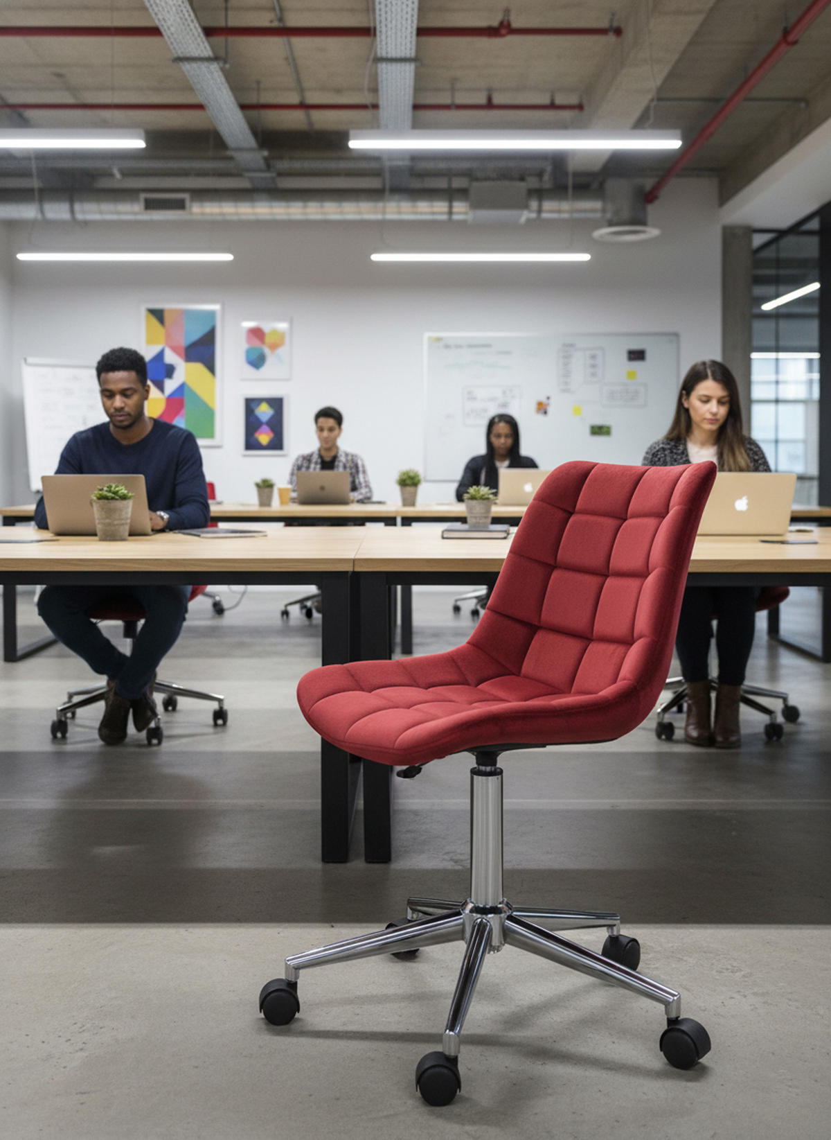 BÜROSTUHL Auronix Samt rot - Chromfarben/Rot, Metall (46/96/62cm) - TPFLiving