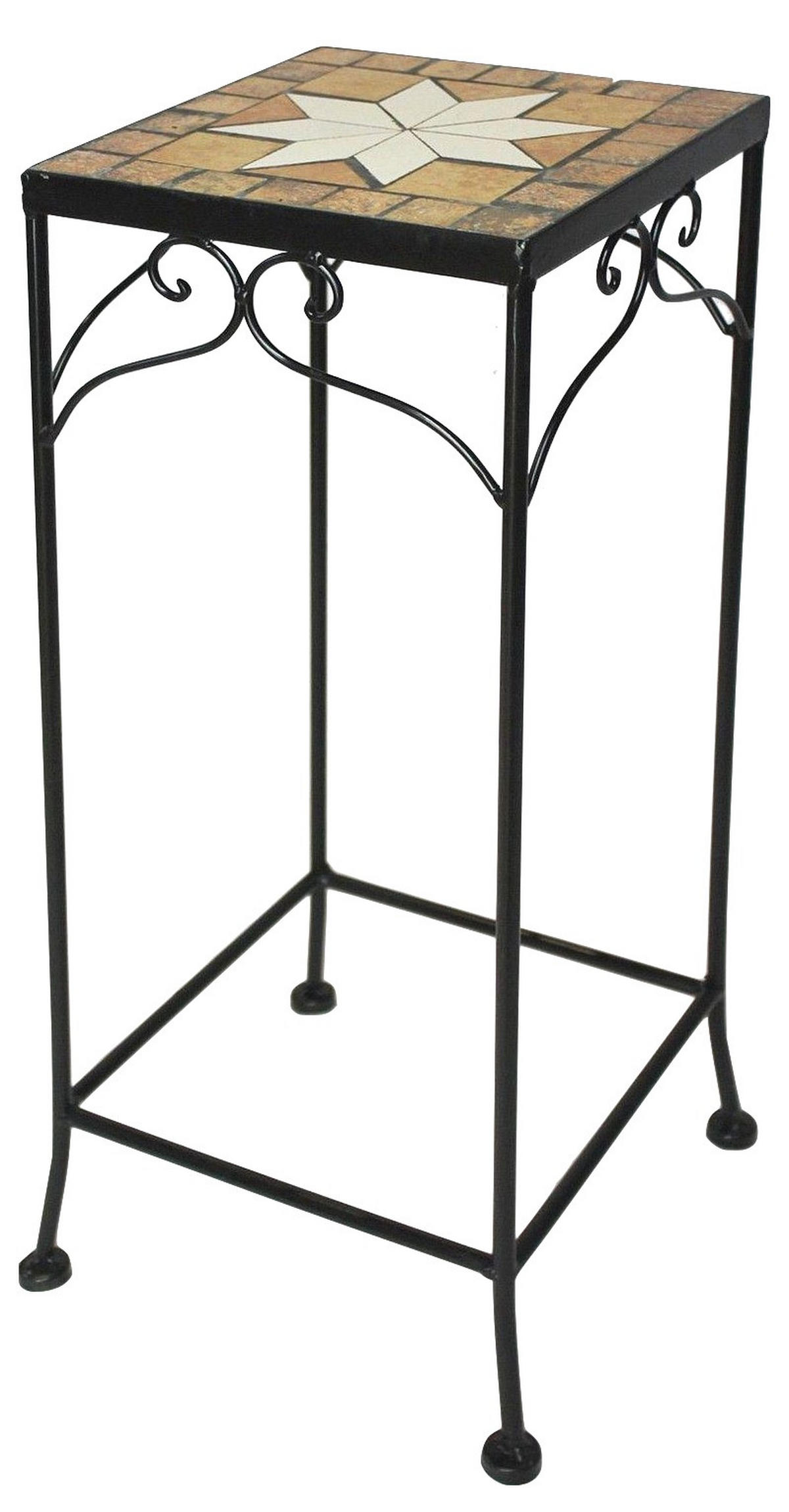 BLUMENHOCKER Metall Mosaik Eckig 62 cm 12012 L - Schwarz, Metall (24/62/24cm) - DanDiBo