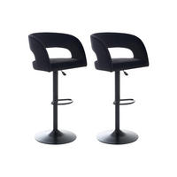 BARHOCKER 2er-Set höhenverstellbar - Samt & Metall - Schwarz - LAJUNIA - Schwarz, Textil (52.5/108.5/53cm) - Vente-Unique