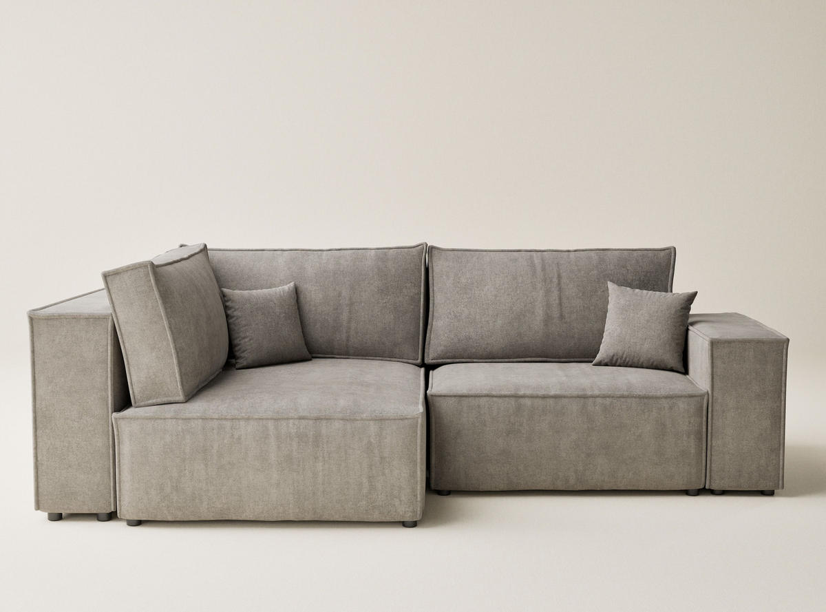 ECKSOFA MIT SCHLAFFUNKTION Tonga Braun Webstoff - Schwarz/Braun, Holz/Holzwerkstoff (105/225cm) - Maison de Reve