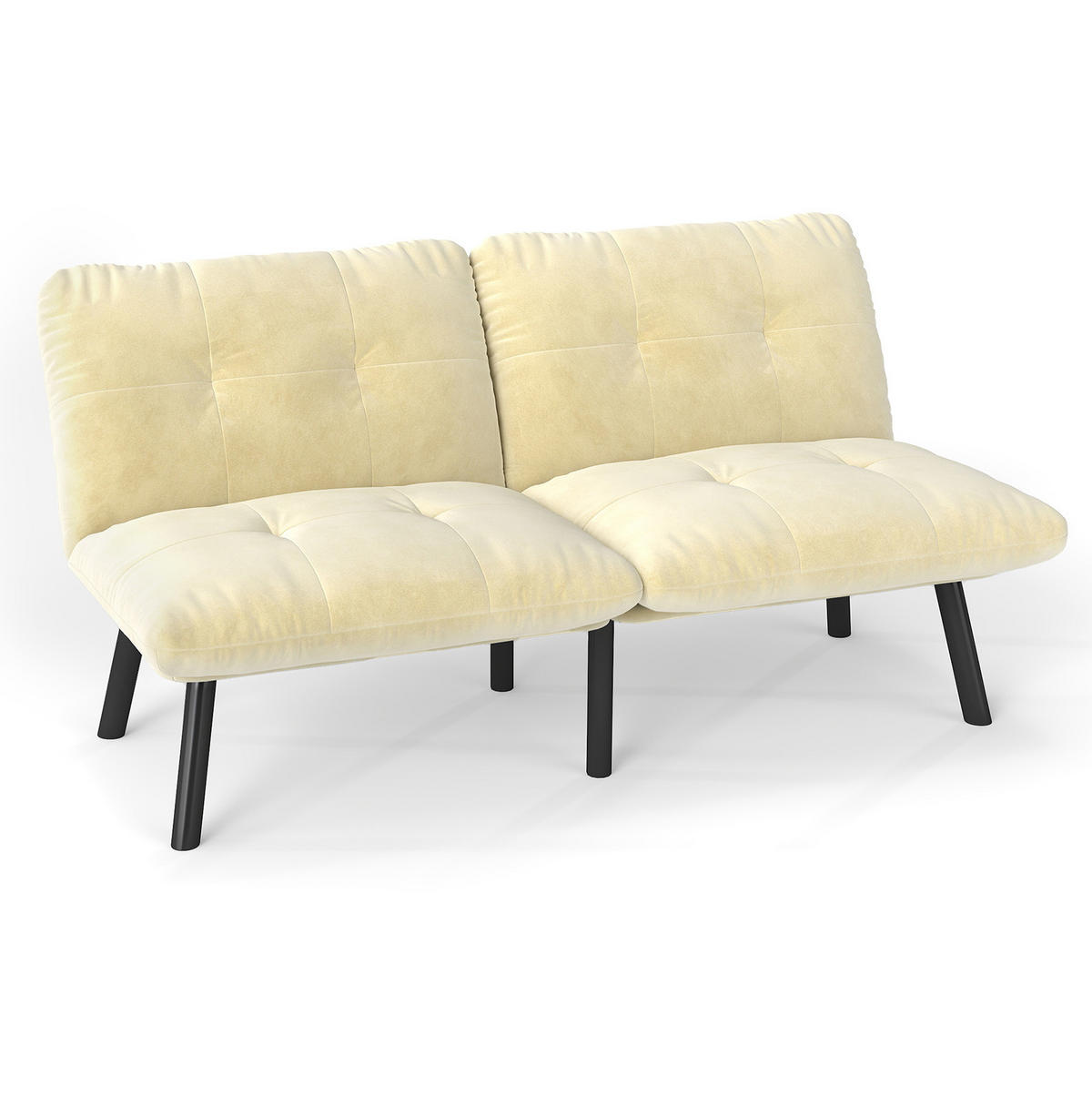 SOFA-BETT klappbar in Cream mit Samtbezug - Weiß, Metall (160/78/81cm) - Meubliv