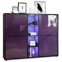 HIGHBOARD Cuba Türen in Brombeer Hochglanz - Brombeere, Holzwerkstoff (130.5/105.5/35.5cm) - Vladon