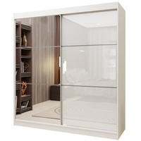 SCHWEBETÜRENSCHRANK VITALE 200/216/61 cm 2-türig mit Spiegel Weiß - Weiß, Holzwerkstoff (200/216/61cm) - MASSENO