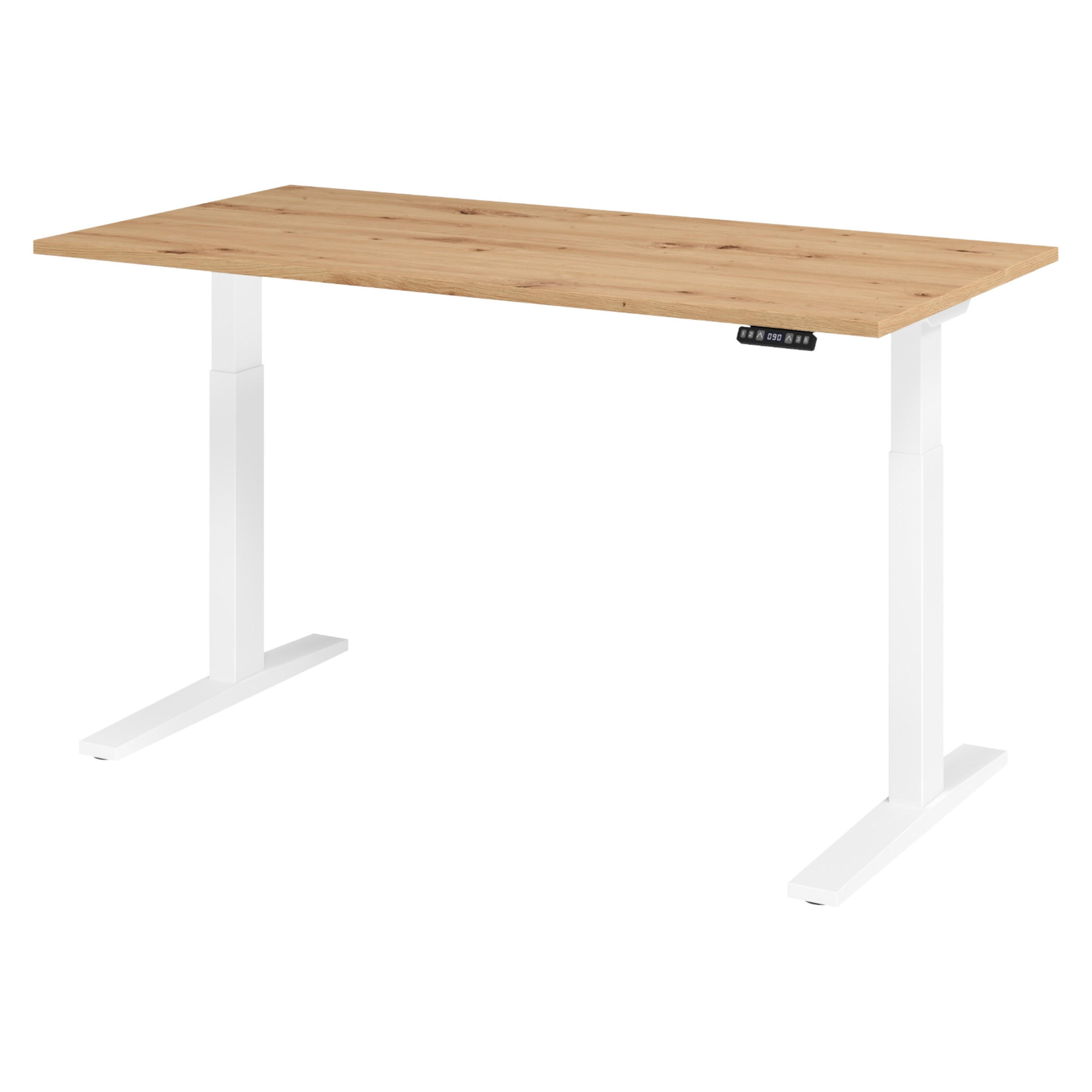 SCHREIBTISCH elektrisch XMKA 80/160/74 cm in Wildeiche/Weiß - Wildeiche/Weiß, Holzwerkstoff (80/160/74cm) - bümö