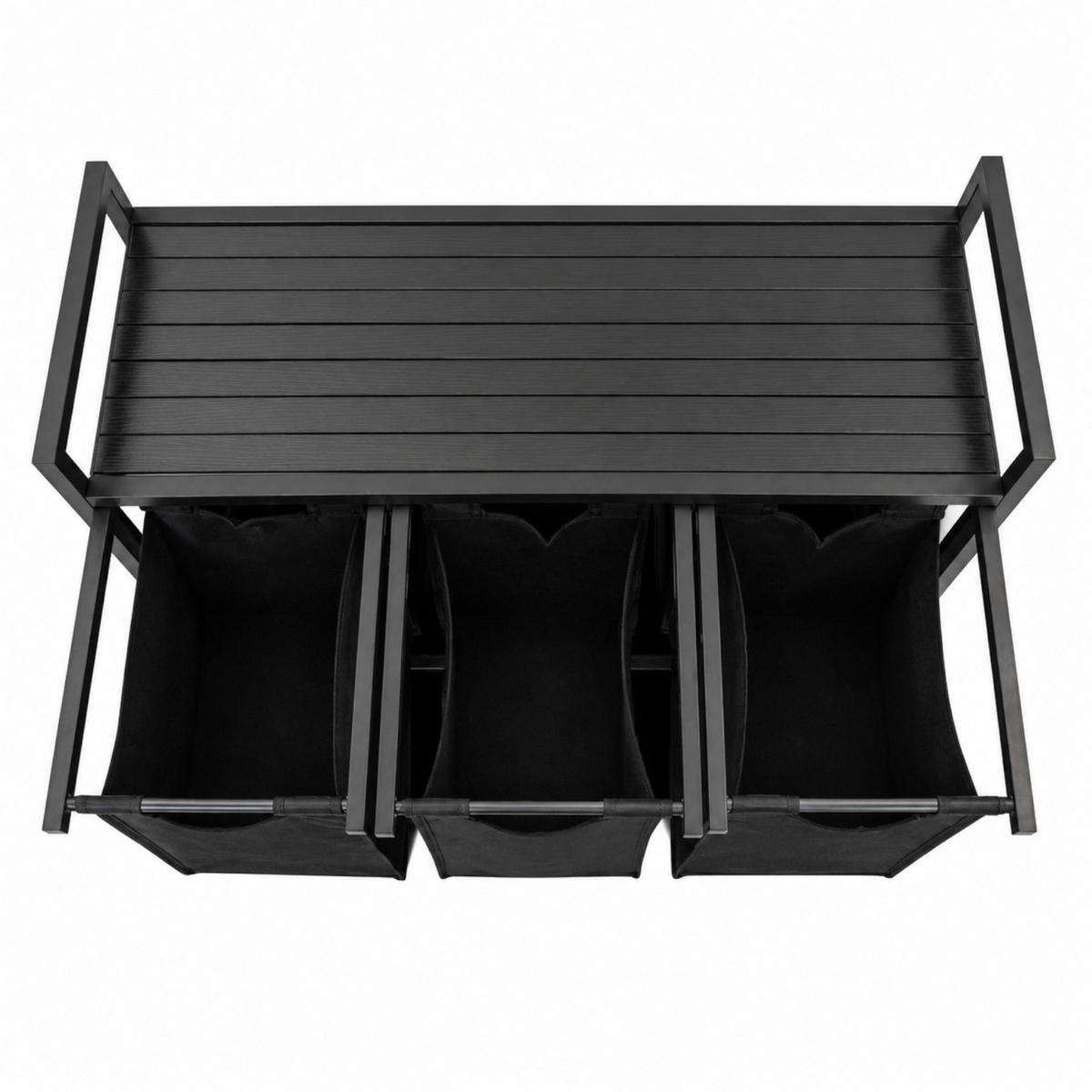 WÄSCHEKORB Metall Stoff MDF Schwarz 3 Wäschesäcke 114l 92,5x33x71 cm - Schwarz, Holzwerkstoff/Textil (92.5/71/33cm) - Begryf