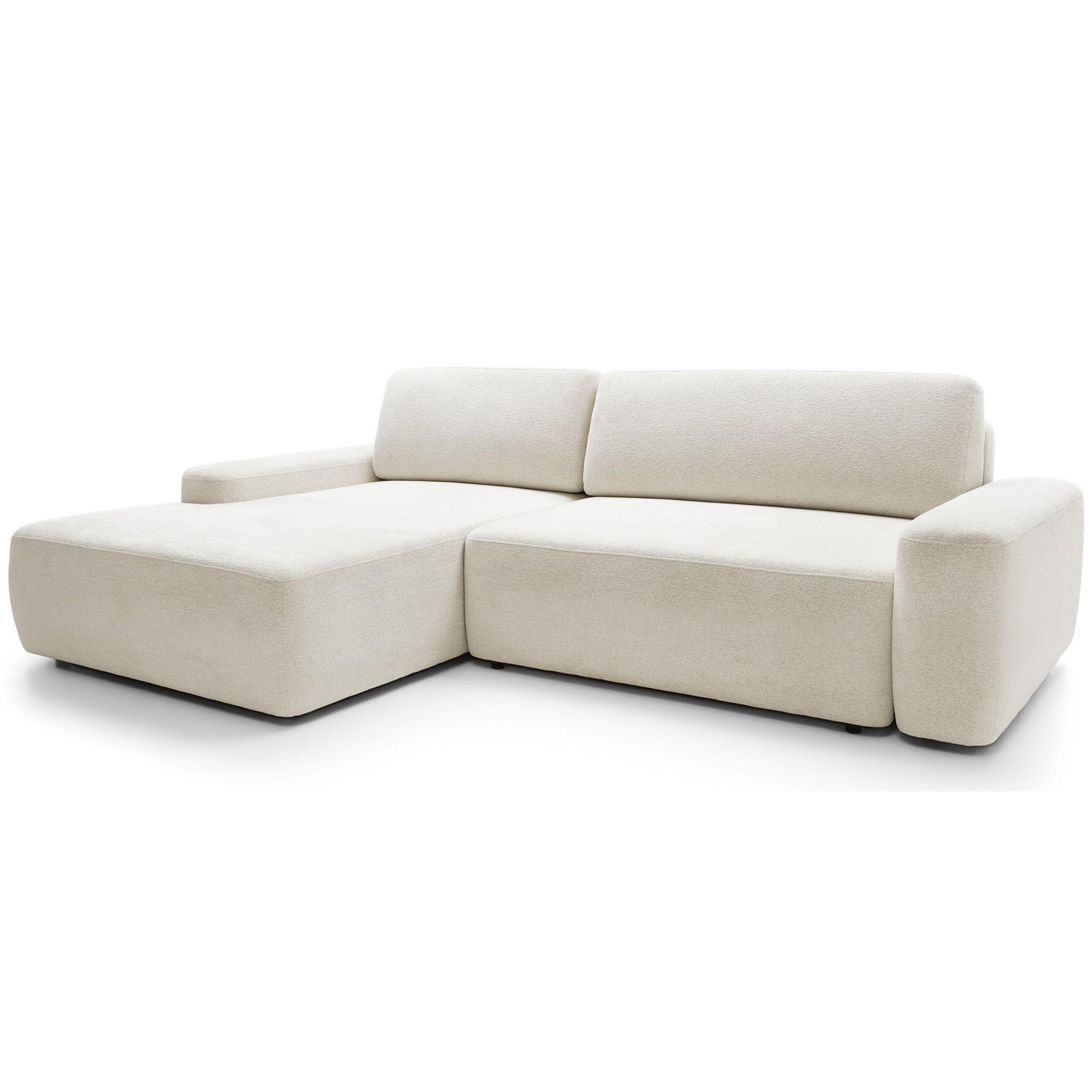 ECKSOFA Baleo Creme Chenille-Bezug - Creme/Schwarz, Kunststoff/Textil (264/162cm) - Selsey