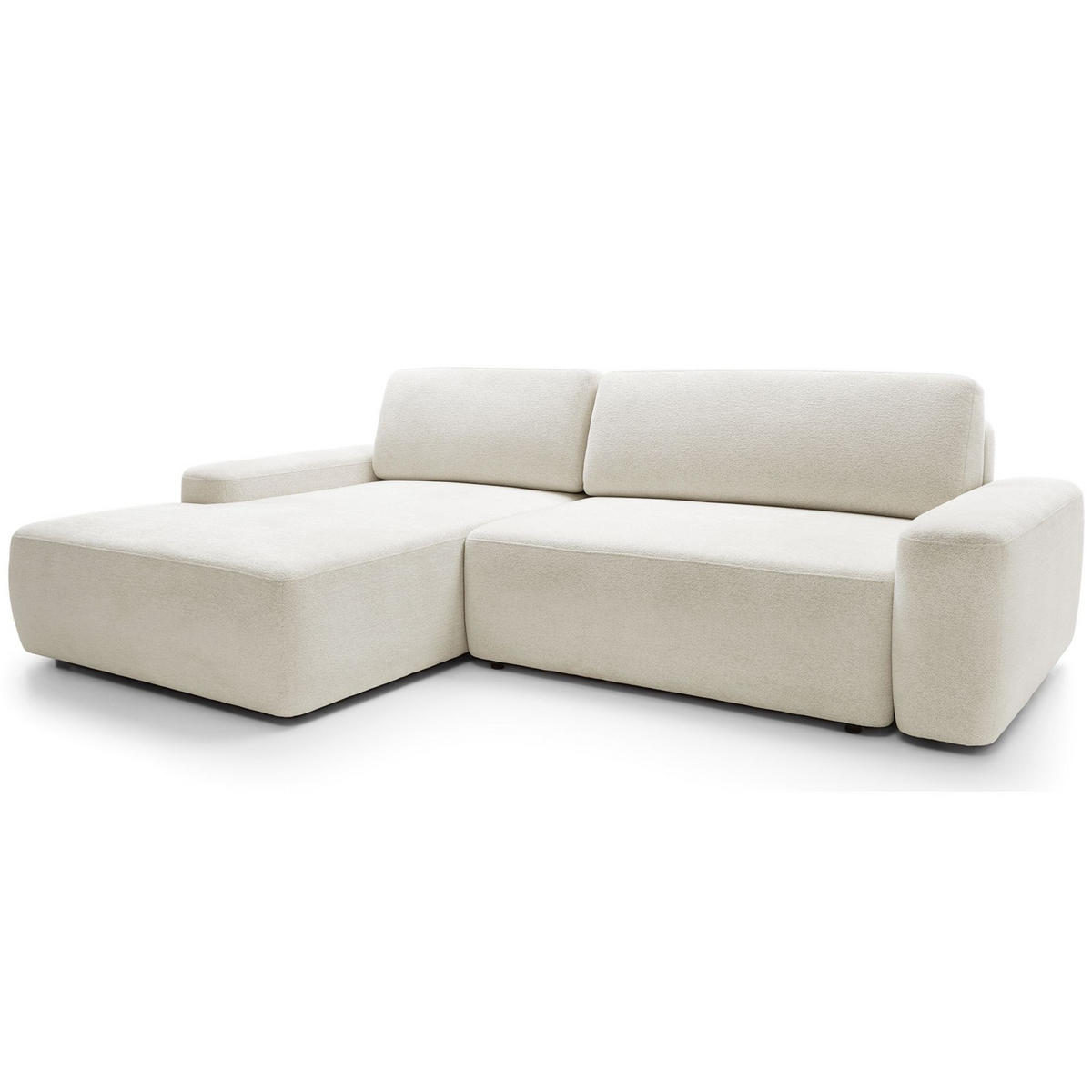 ECKSOFA Baleo Creme Chenille-Bezug - Creme/Schwarz, Kunststoff/Textil (264/162cm) - Selsey