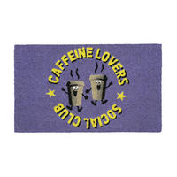 FUSSMATTE Caffeine lovers social club, Kokos, Lila, 75 x 45 cm - Lila, Naturmaterialien (3/46.5cm) - Gift Company