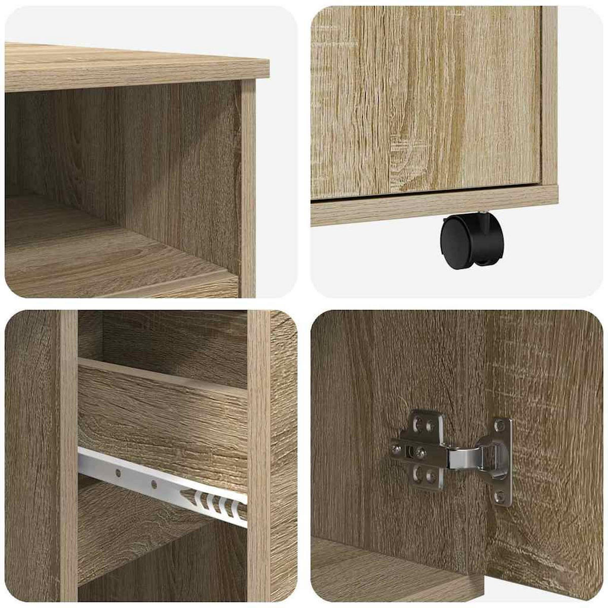 TISCH Mit Rädern Sonoma-Eiche 91/50/77 Cm Holzwerkstoff - Braun, Holzwerkstoff (91/50/77cm) - vidaXL