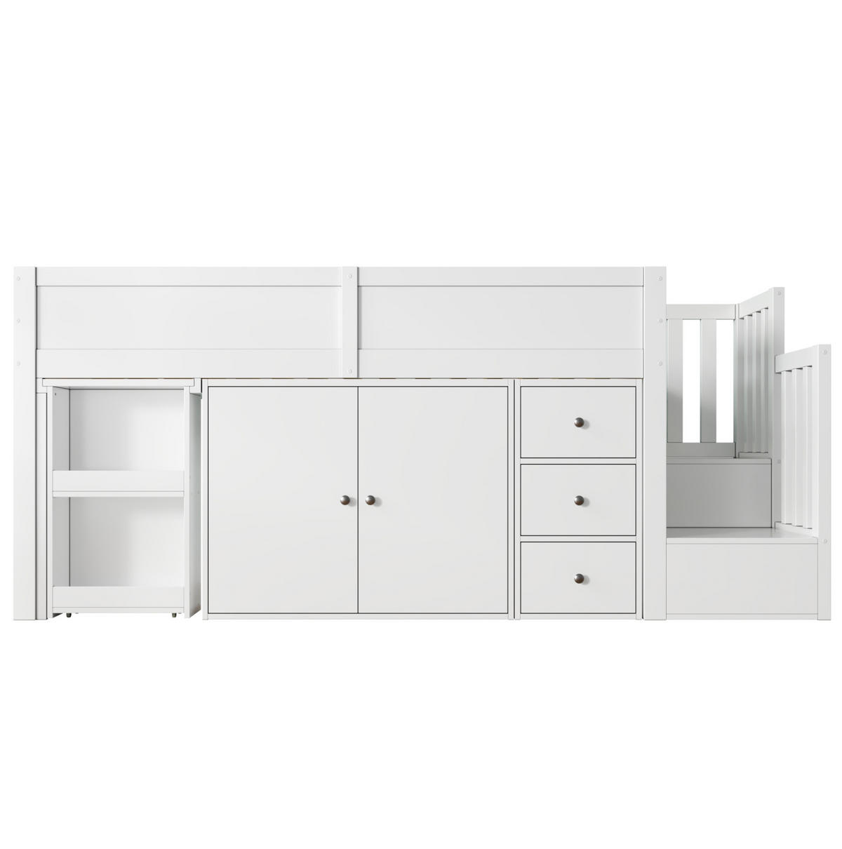 PATROVÁ postel 90/200 cm bílá z MDF s psacím stolem a úložným prostorem - bílá, kompozitní dřevo (90/200cm) - OKWISH