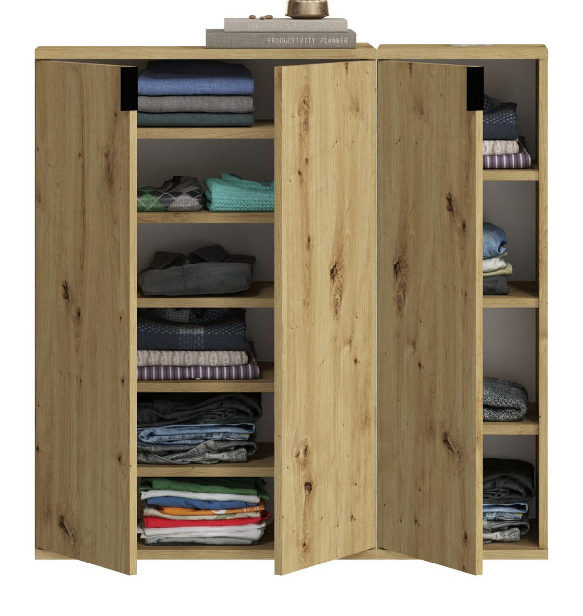 KOMMODE Artisan Eiche 91 cm, Flurkommode mit flexibler Inneneinteilung - Schwarz/Eiche Artisan, Holzwerkstoff/Metall (91/99/34cm) - Inn.Furn