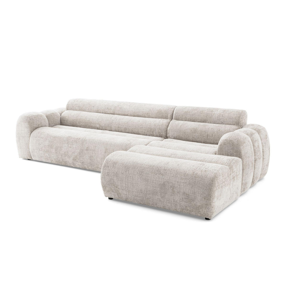 4-SITZER modulares Ecksofa VEER SET 1 Rechts, 298 x 175 cm, Chenille Webstoff Creme - Creme/Schwarz, Holz/Kunststoff (175/298cm) - Muffo