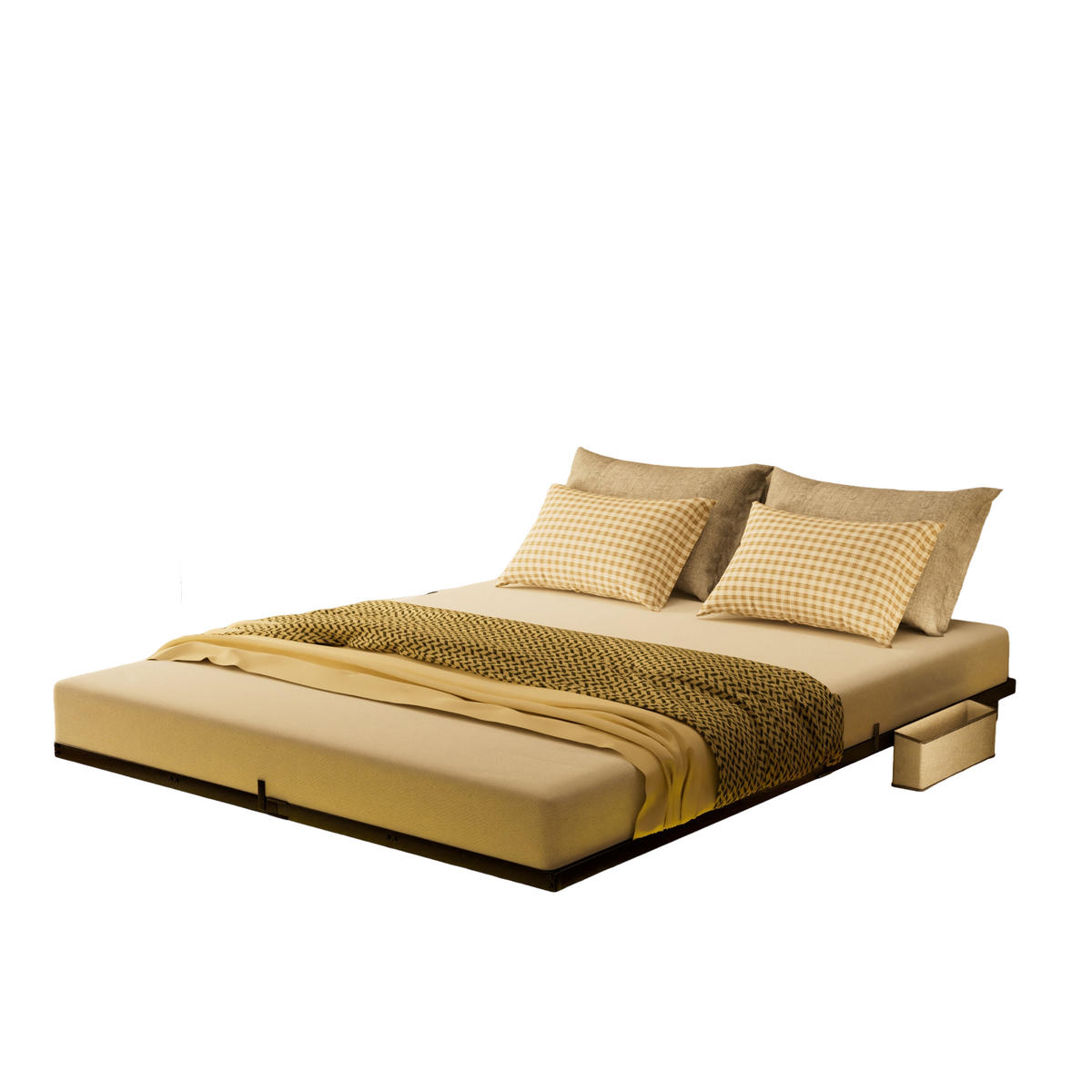METALLBETT 140/200 cm Schwarz mit LED-Beleuchtung - Schwarz, Metall (140/200cm) - Oxeza