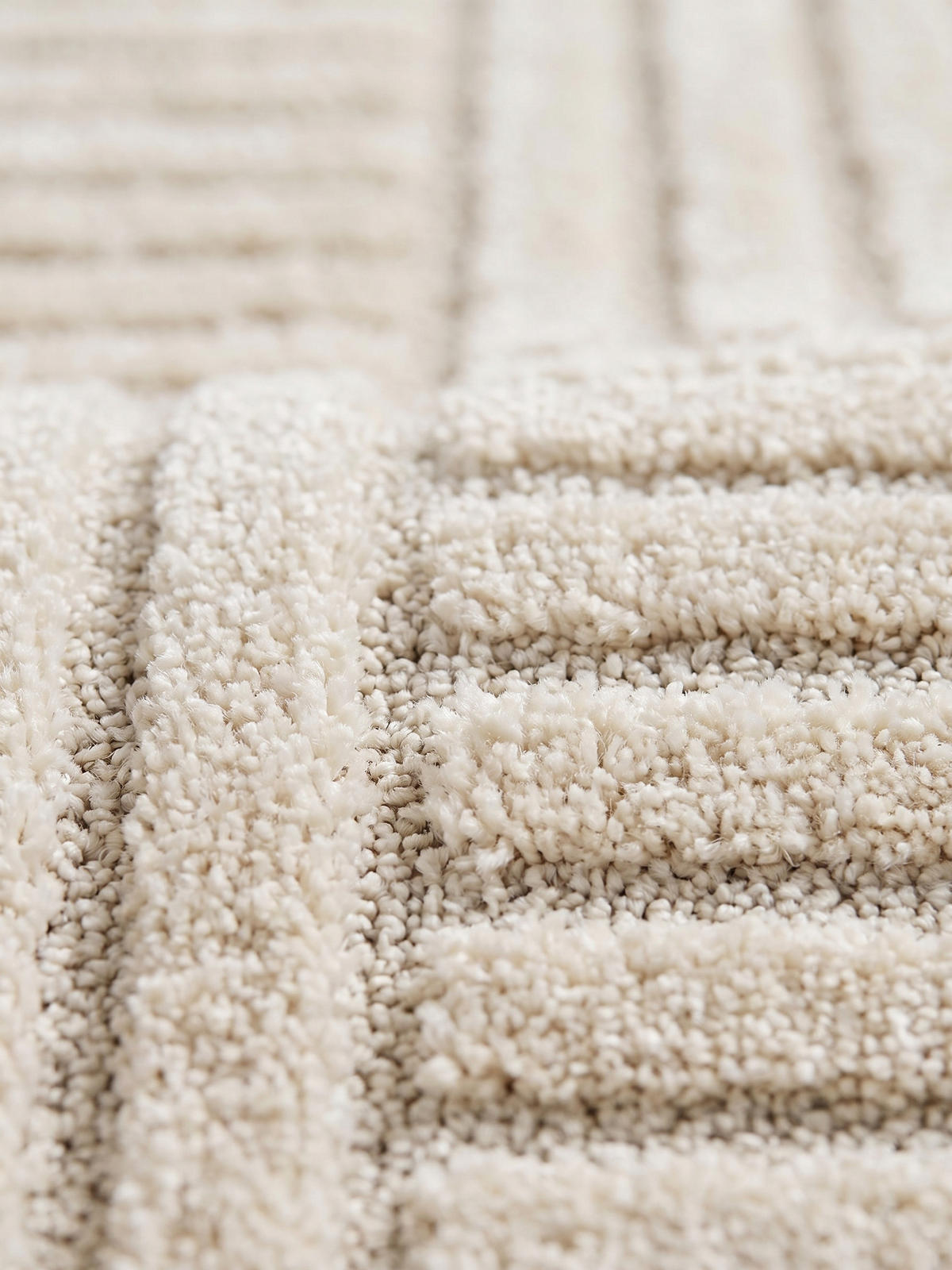 TEPPICH Hochflor RIGI in Creme, mit Cord-Streifen-Patchwork, Ø 120 cm - Beige, Textil (120/120cm) - KADIMA DESIGN
