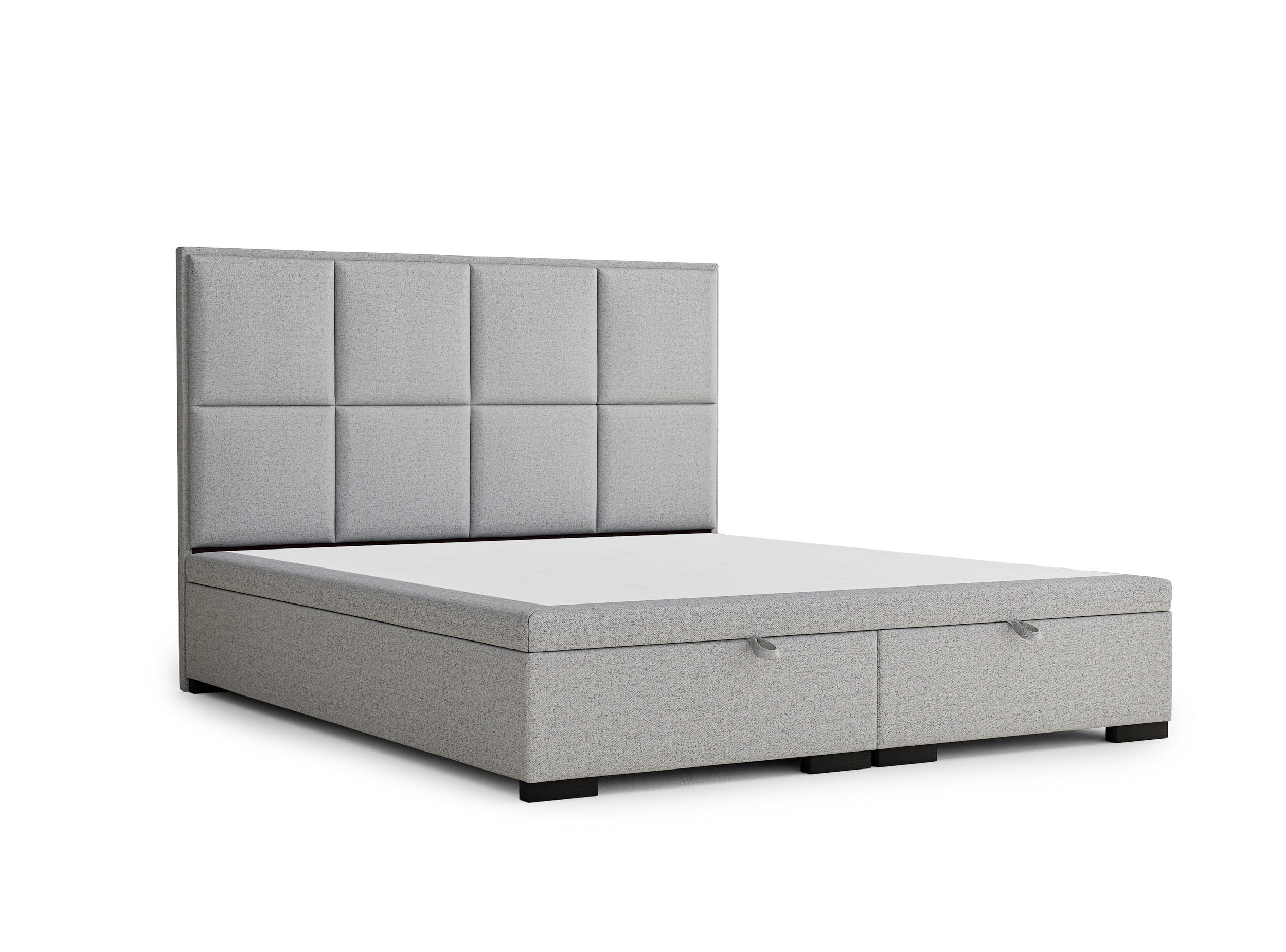POLSTERBETT Fogo 180/200 cm, in Hellgrau, Bettkasten, gepolstertes Kopfteil - Hellgrau/Schwarz, Holz/Holzwerkstoff (180/200cm) - Maison de Reve