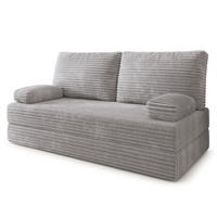POHOVKA z pěny SILAR s funkcí spaní Manšestrová látka Světle šedá - šedá/světle šedá, textil (170/86/80cm) - MASSENO