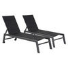 SONNENLIEGEN Barbados Schwarz und Anthrazitgrau 2er-Set - Schwarz, Metall (61/95/198cm) - Happy Garden