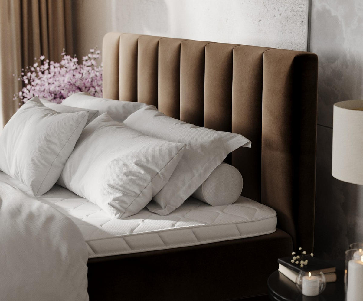 BOXBETT Lusso 200/200 cm Braun im Kronos Stoff - Schwarz/Braun, Holz/Holzwerkstoff (200/200cm) - AltaBeds