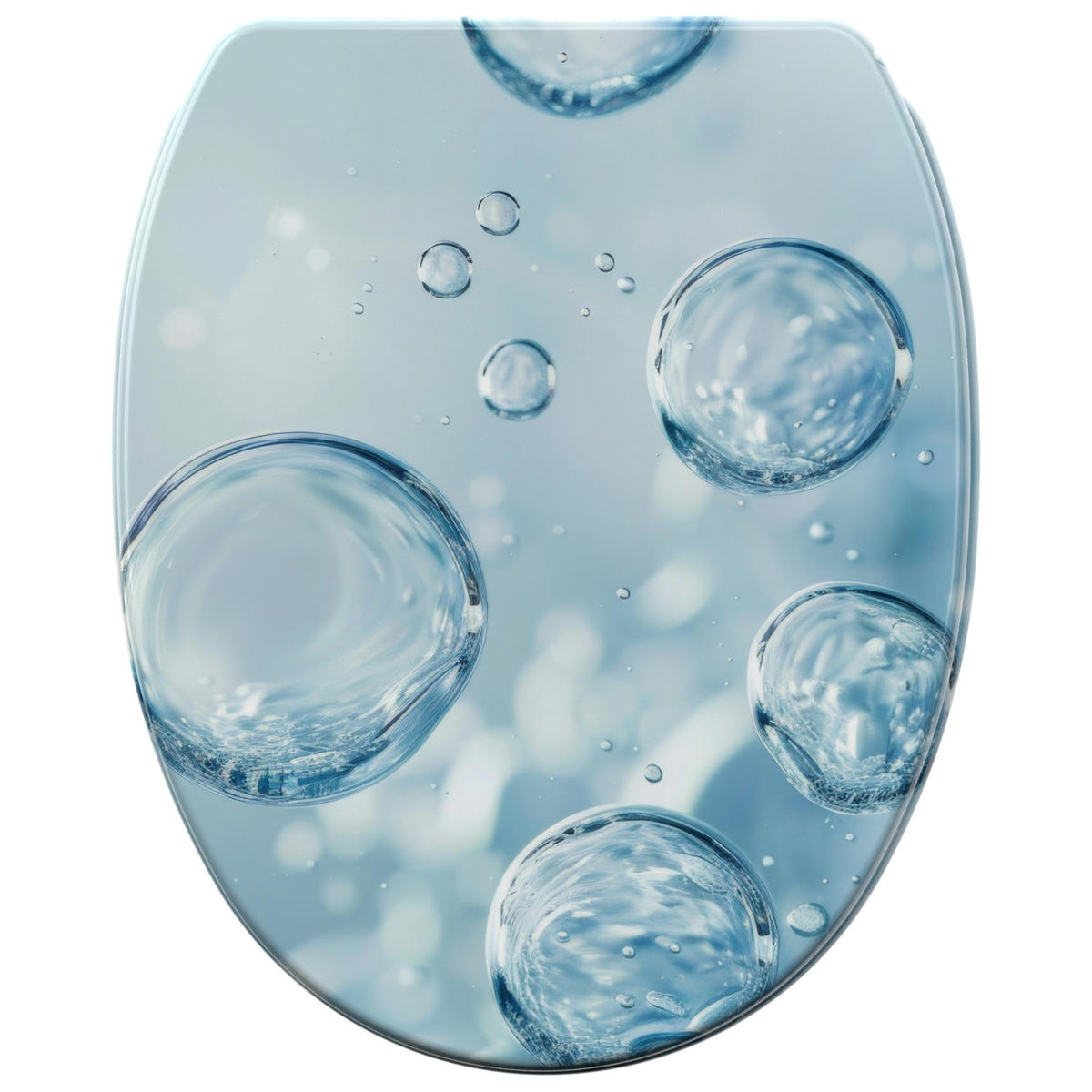 WC-SITZ mit Absenkautomatik & Top Fix Bubbles - Blau, Holzwerkstoff (37.7/5.5/48cm) - Sanilo