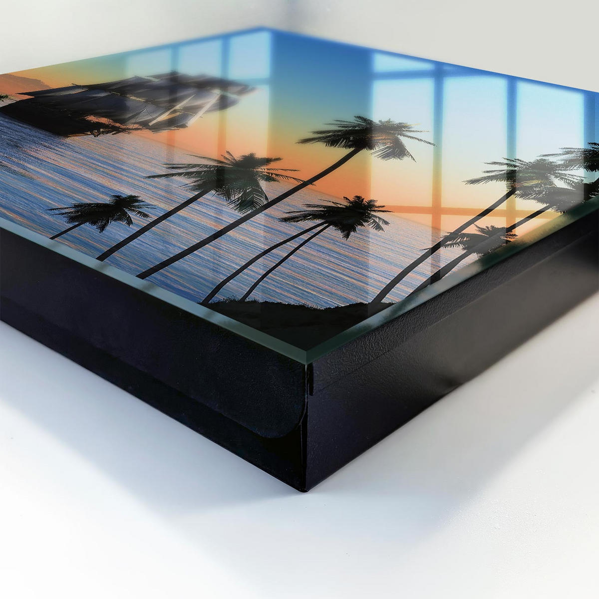 SCHLÜSSELBOX Schwarz 30x30 cm- Türöffnung nach rechts - Seesegelschiff - Blau, Metall (30/30/5cm) - TULUP