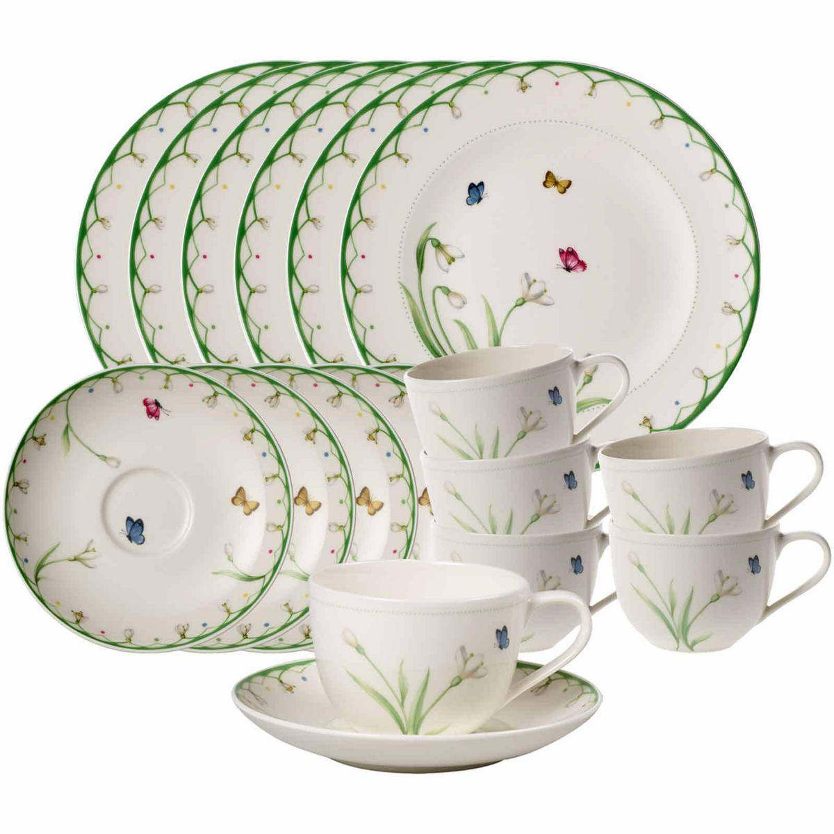 KAFFEESERVICE Colourful Spring bunt 18er Set - Multicolor, Keramik (1/1/1cm) - Villeroy & Boch