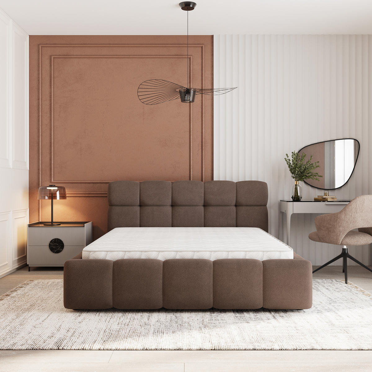 POLSTERBETT FARU SR 180x200 cm mit Bettkästen - Braun - Braun, Holz (180/200cm) - MASSENO