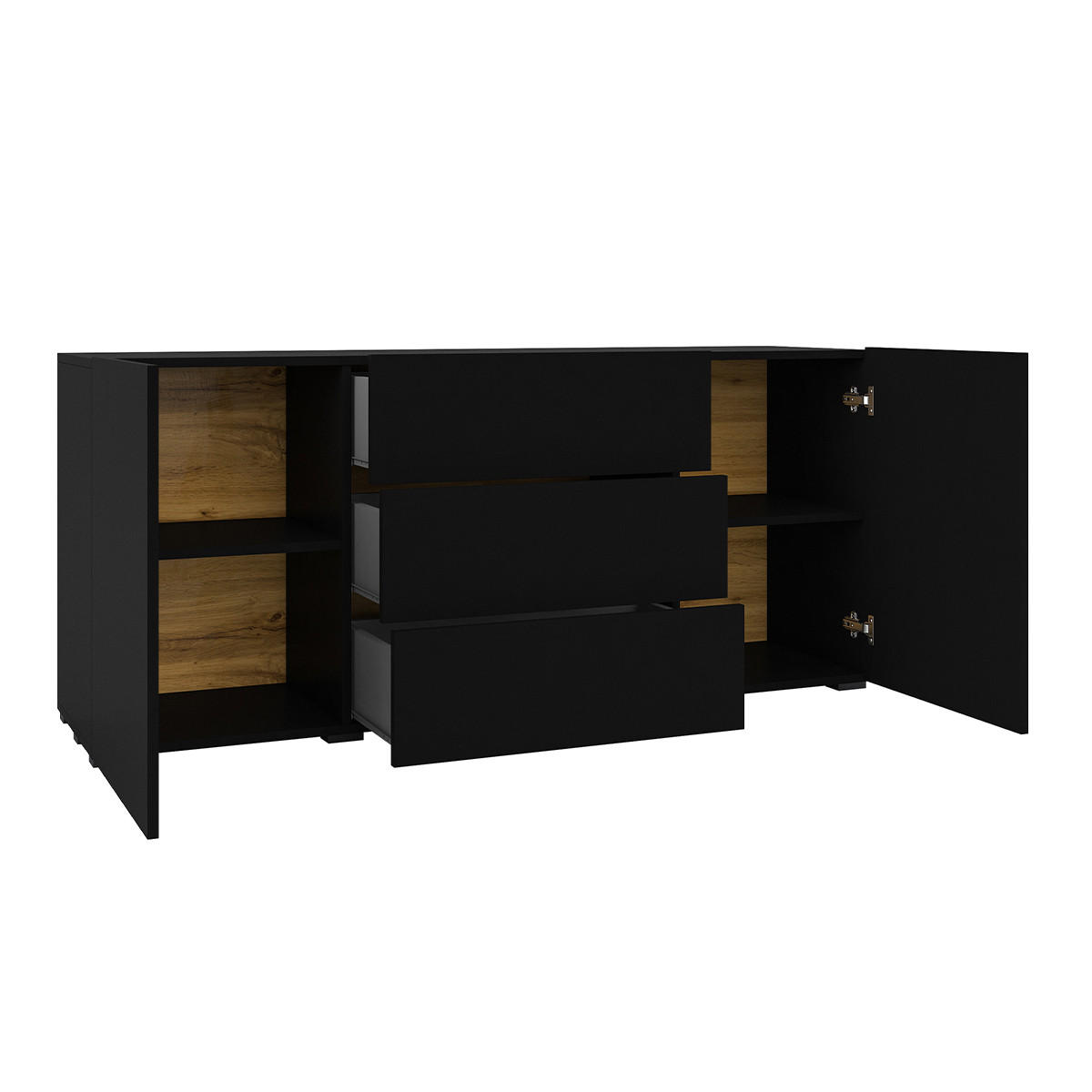 Thumbnail - Petits-meubles Sideboard, Schwarz, Holzwerkstoff, 140x63x35 cm, Wohnzimmer, Kommoden & Sideboards, Sideboards