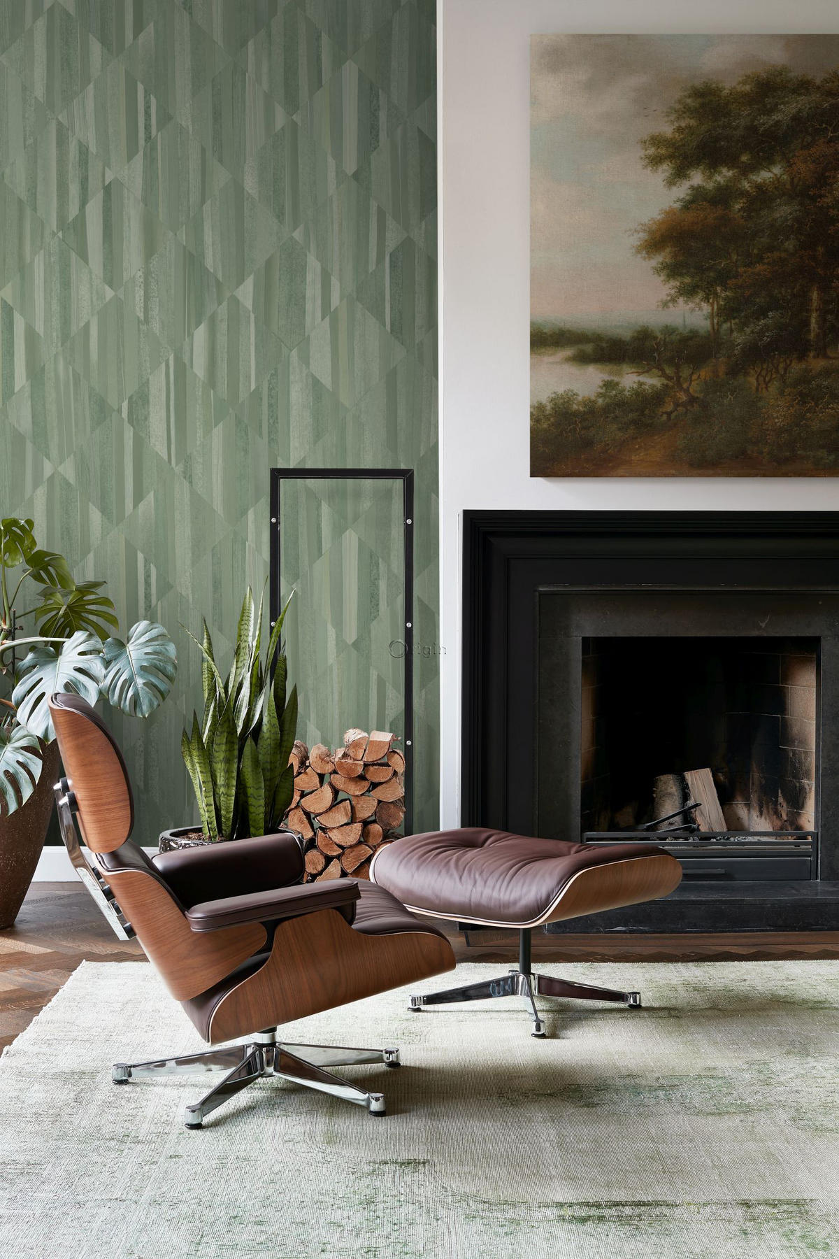 FOTOTAPETE 3D Holzoptik 150 x 279 cm - Grün, Papier (150/279cm) - Origin Wallcoverings