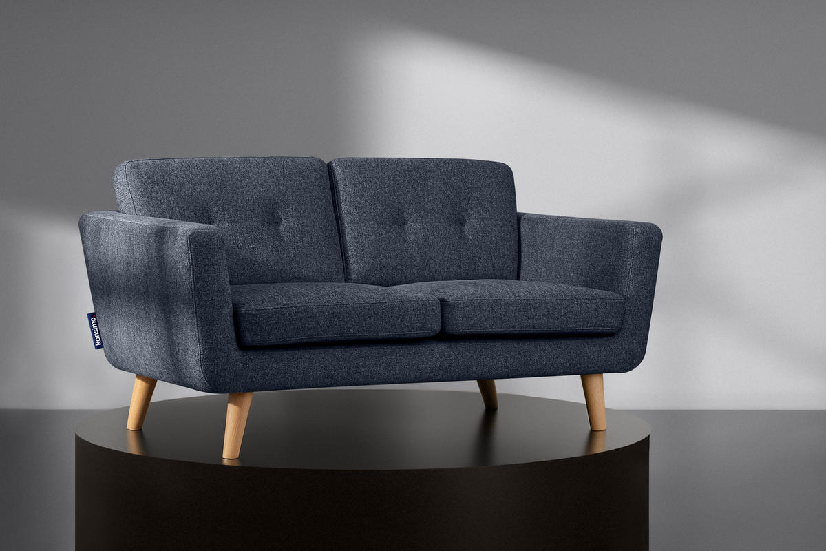 2-SITZER-SOFA TAGIO II mit Armlehnen, Marineblau/Braun - Blau, Textil (88/80/153cm) - KONSIMO®