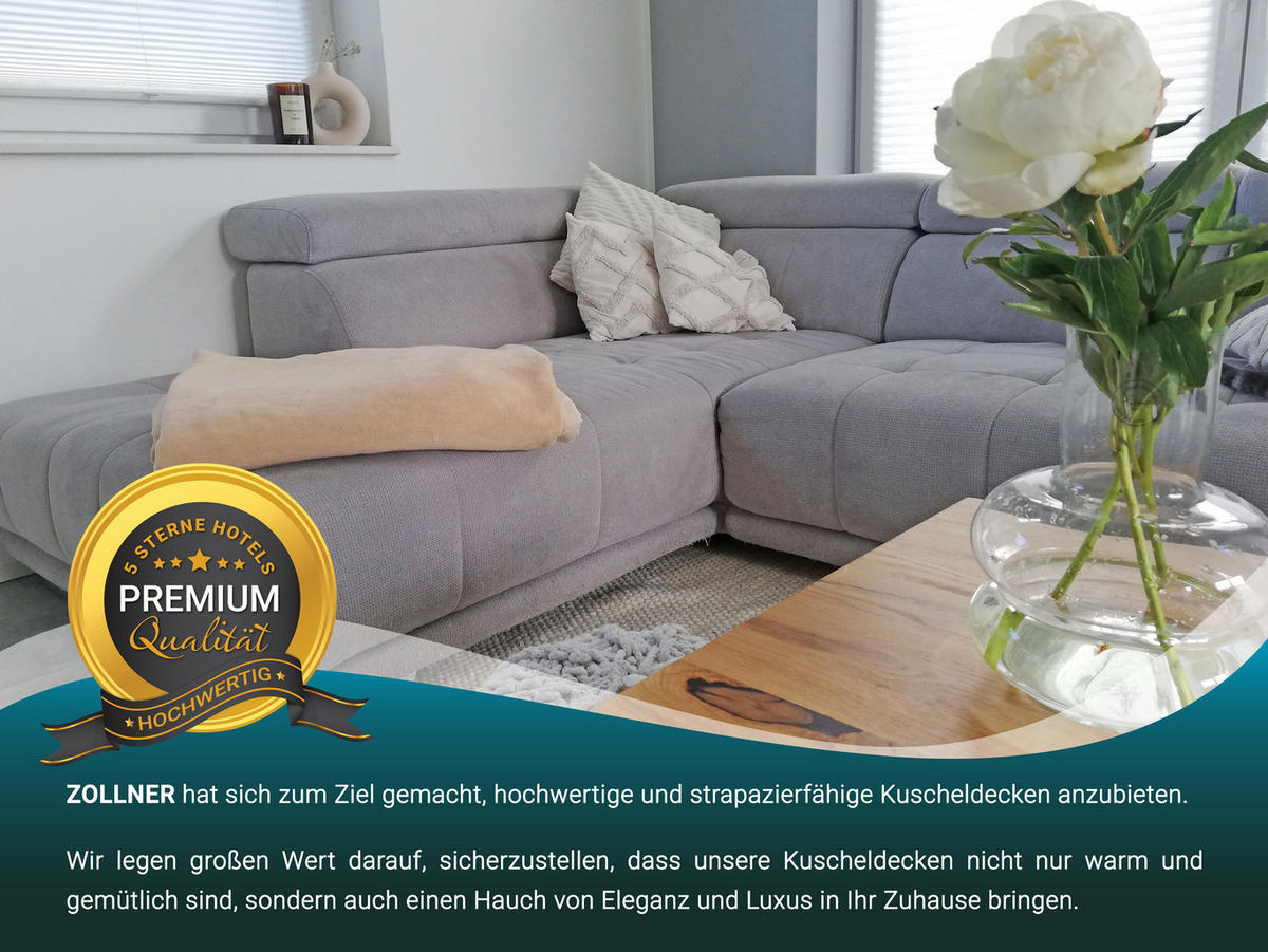 KUSCHELDECKE, 220x240 cm, 60% Baumwolle, 40% Polyacryl, Braun - Beige, Naturmaterialien (220/240cm) - Zollner