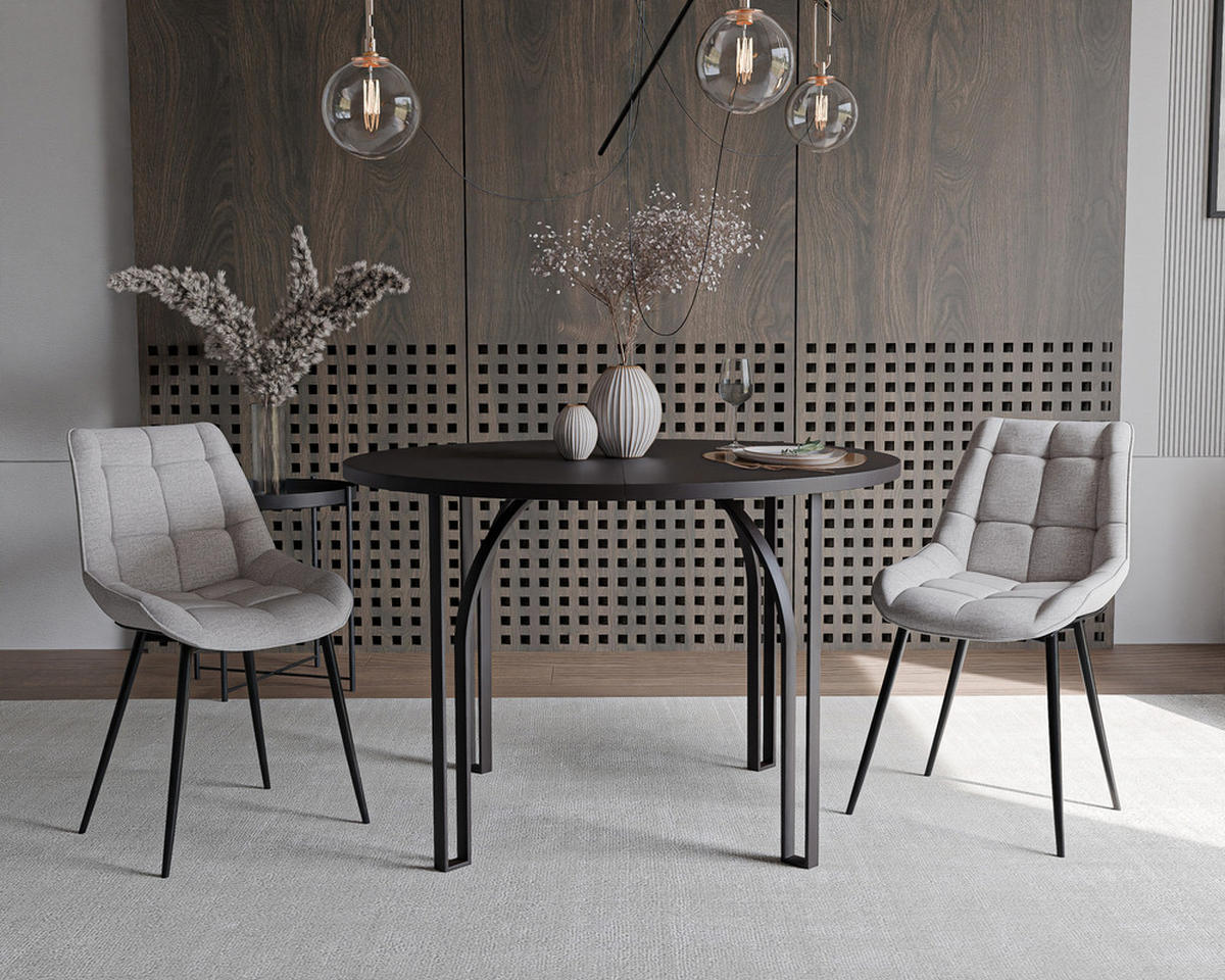 AUSZIEHTISCH ASTRO 100/76 cm, Schwarz - Schwarz, Holzwerkstoff/Metall (100/100/76cm) - Idohome