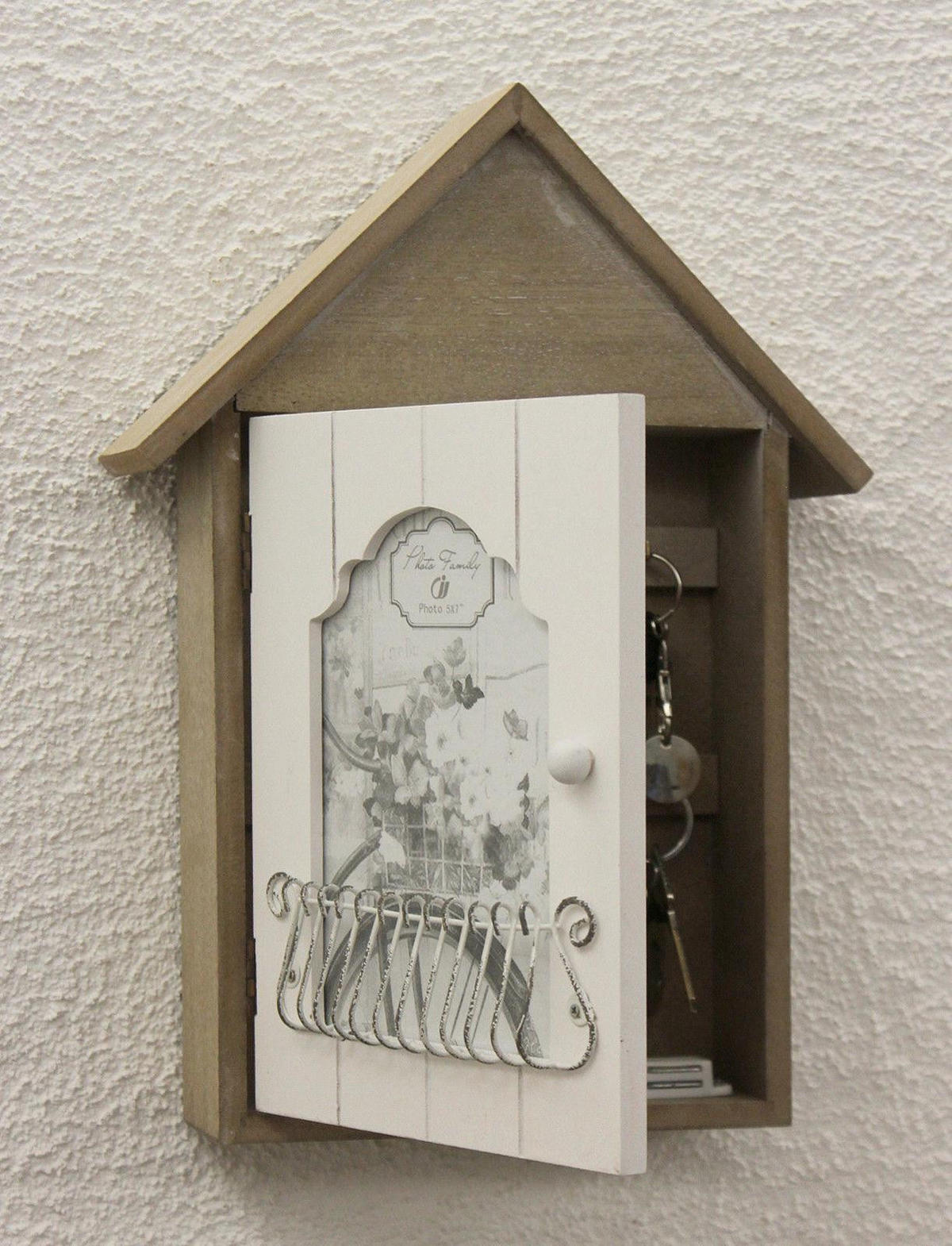 SCHLÜSSELKASTEN mit Bilderrahmen 34 cm 17431 - Beige, Holz (19/34/6cm)