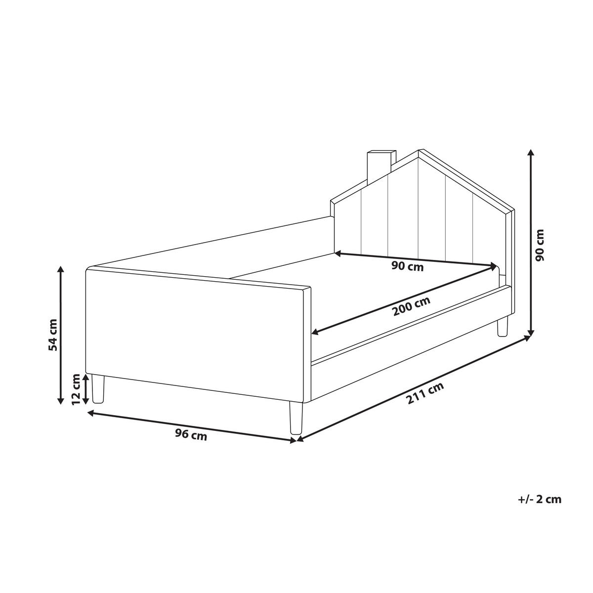 KINDERBETT 90x200 cm Braun Kervan - Hellbraun, Textil (90/200cm) - Beliani