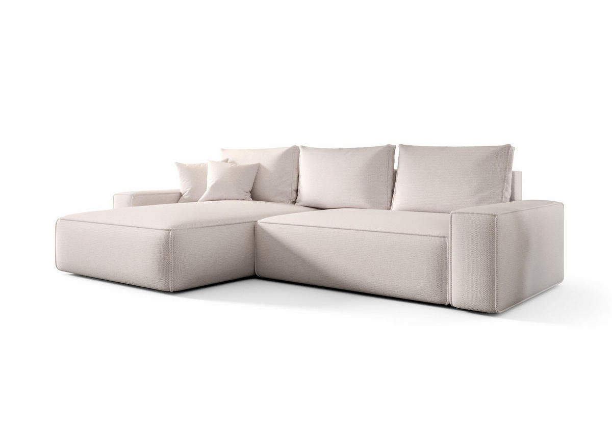 ECKSOFA MONA mit Schlaffunktion ARAGON 01 Links - Weiß, Textil (175/280cm) - Bedante