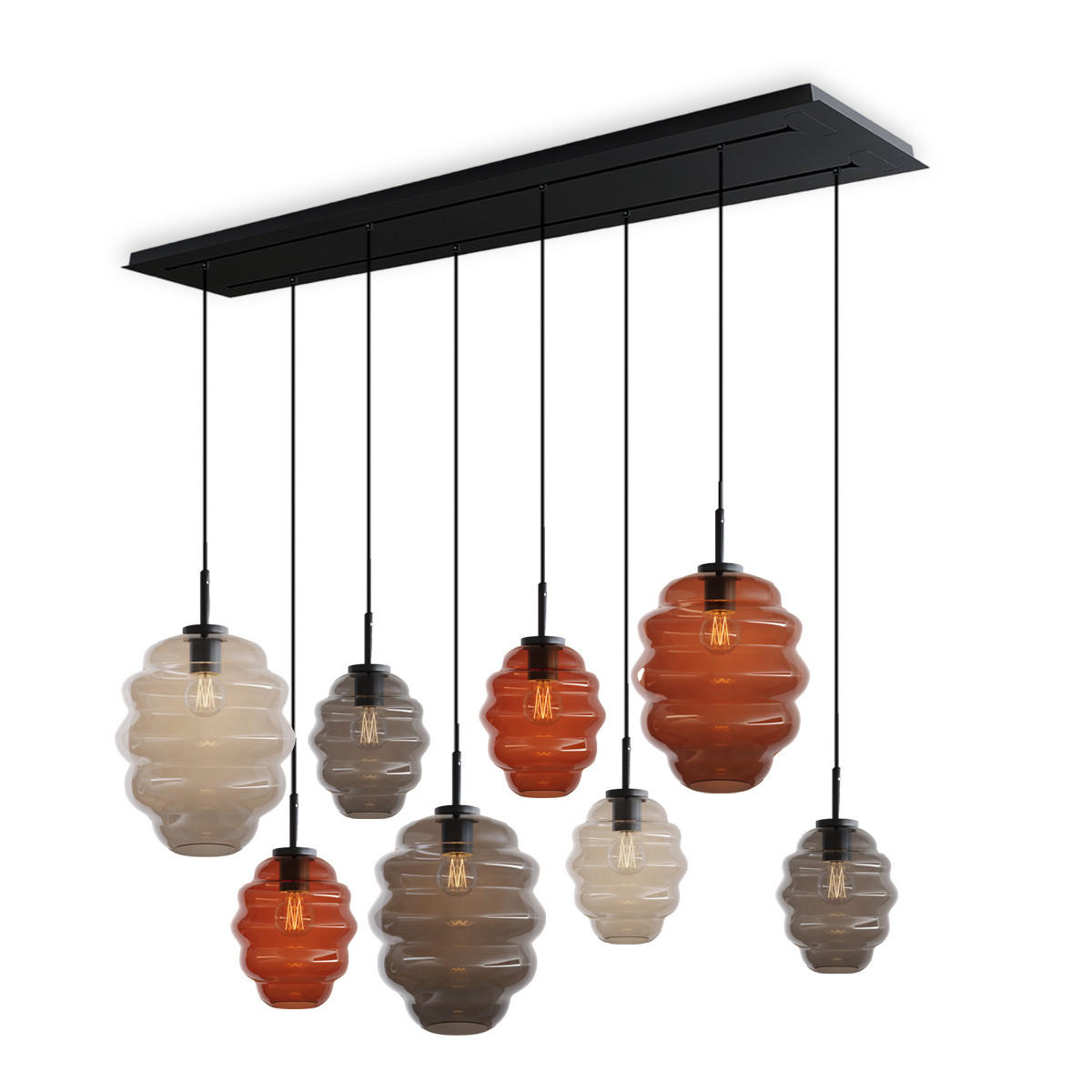 HÄNGELEUCHTE Echos 8-flammig Mehrfarbig Ø 18/25cm - Multicolor/Schwarz, Glas (18/18/20cm) - s.luce