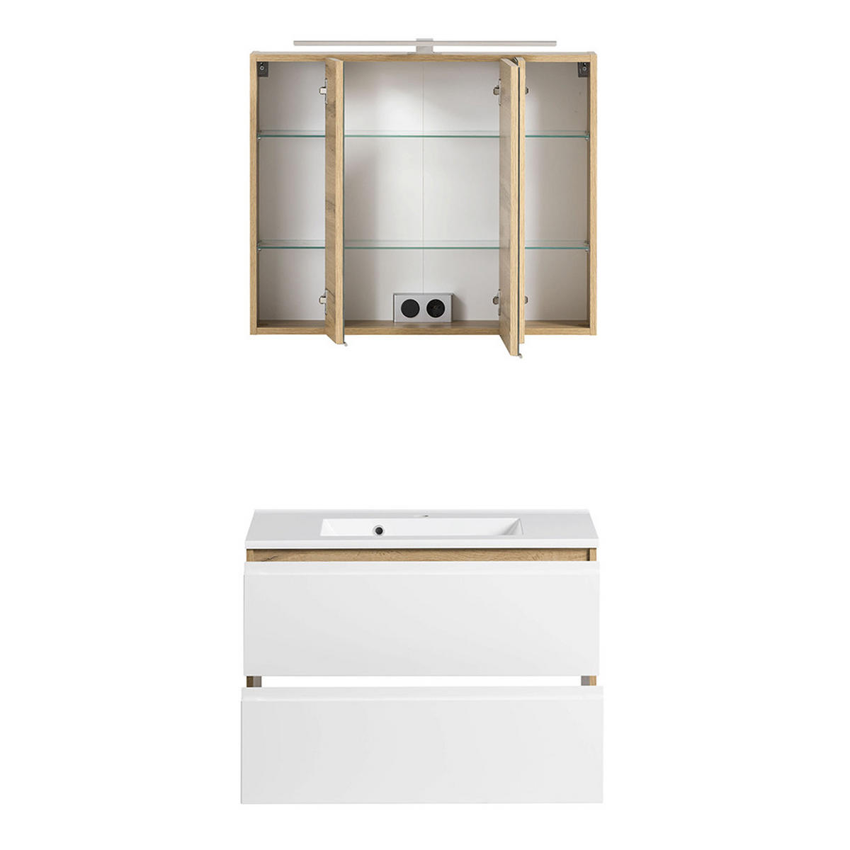 BADMÖBEL-SET 5-TLG. Vasto-03 - Weiß, Holzwerkstoff (190/200/47cm) - Lomado