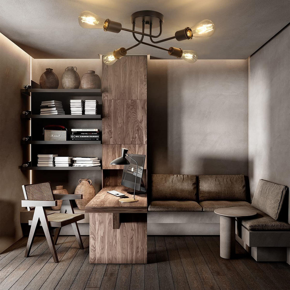 DECKENLEUCHTE Kaspar 4-flammig 48/46/15 cm - Schwarz, Metall (48/46/15cm) - Nettlife