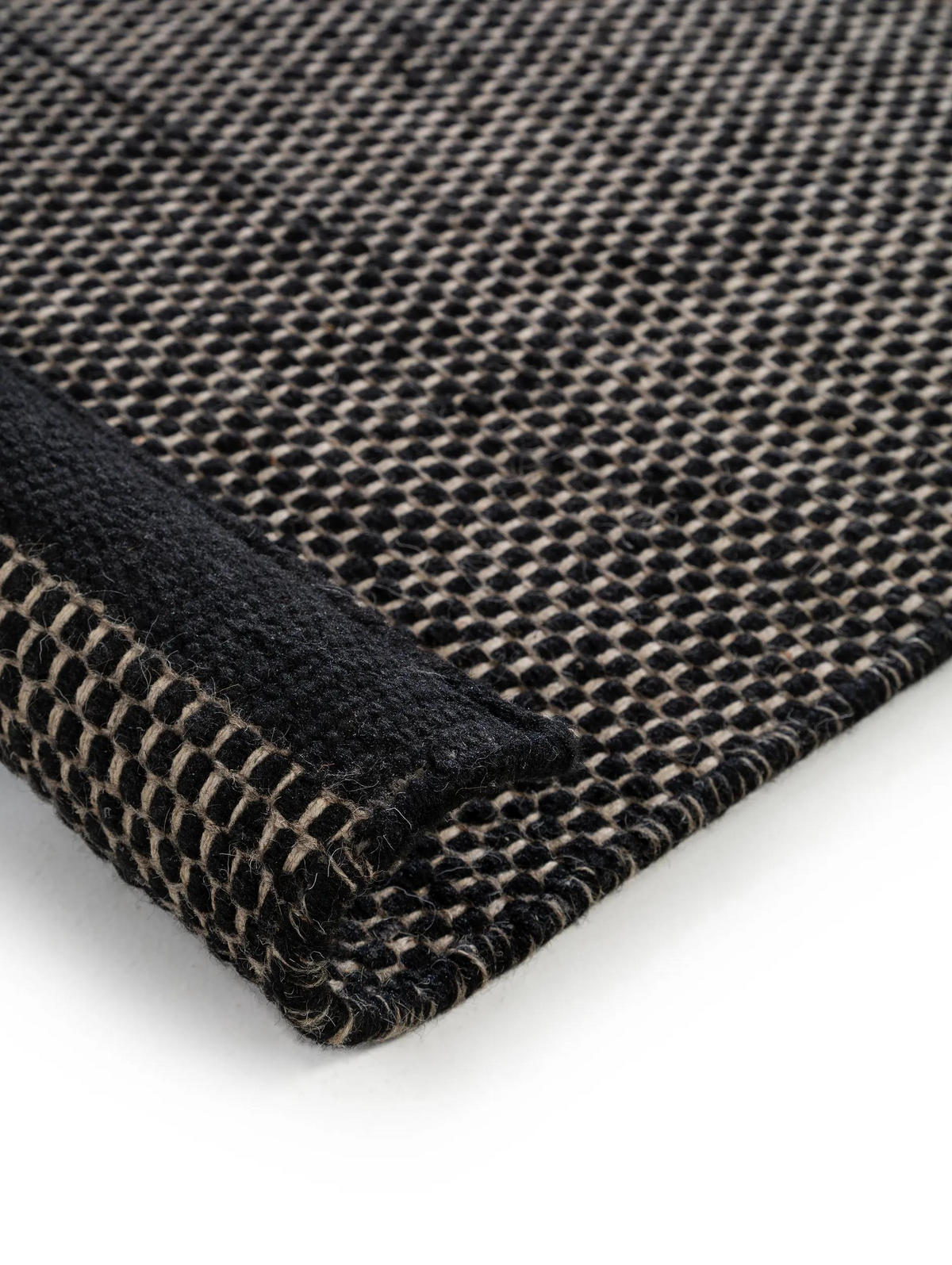 WOLLTEPPICH Rocco Schwarz/Weiß 170x240 cm - Schwarz, Naturmaterialien/Textil (170/240cm) - benuta Pure