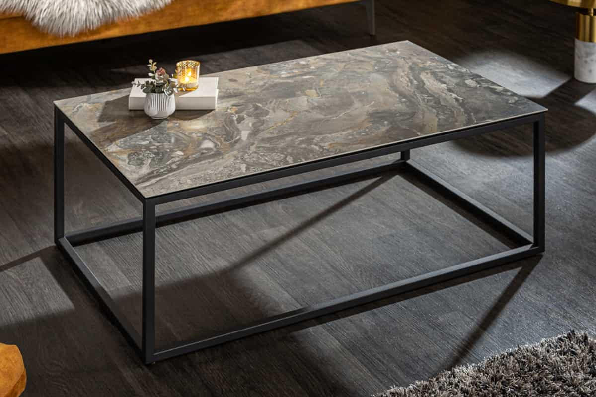 COUCHTISCH SYMBIOSE Marmor rechteckig Braun|Grau|Taupe 100cm - Taupe/Braun, Glas/Keramik (60/100/40cm) - riess-ambiente