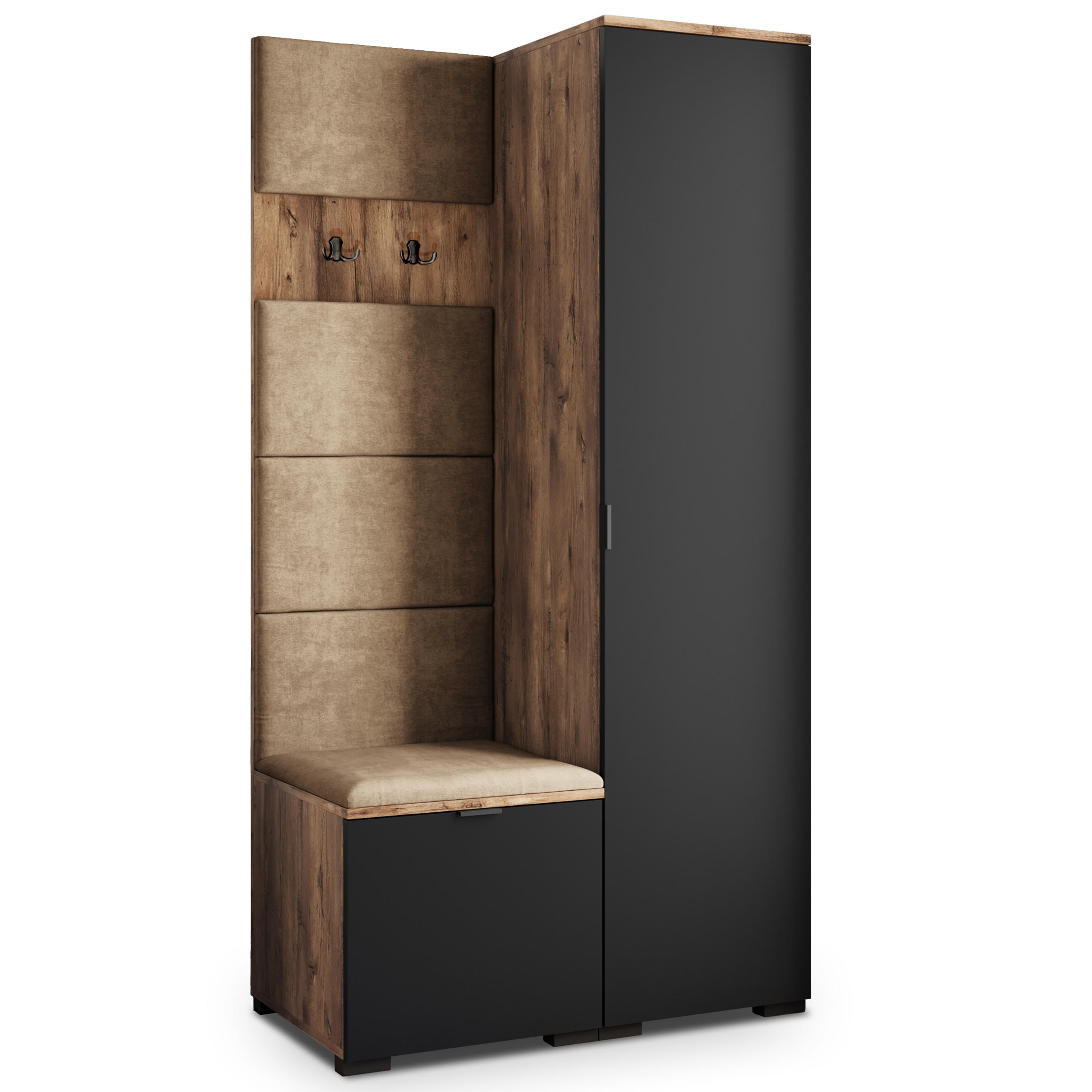 GARDEROBENSCHRANK LORI 95/181/51 cm Modern Garderobe-Set Eiche Lefkas - Eichefarben/Beige, Holzwerkstoff (95/181/51cm) - MASSENO