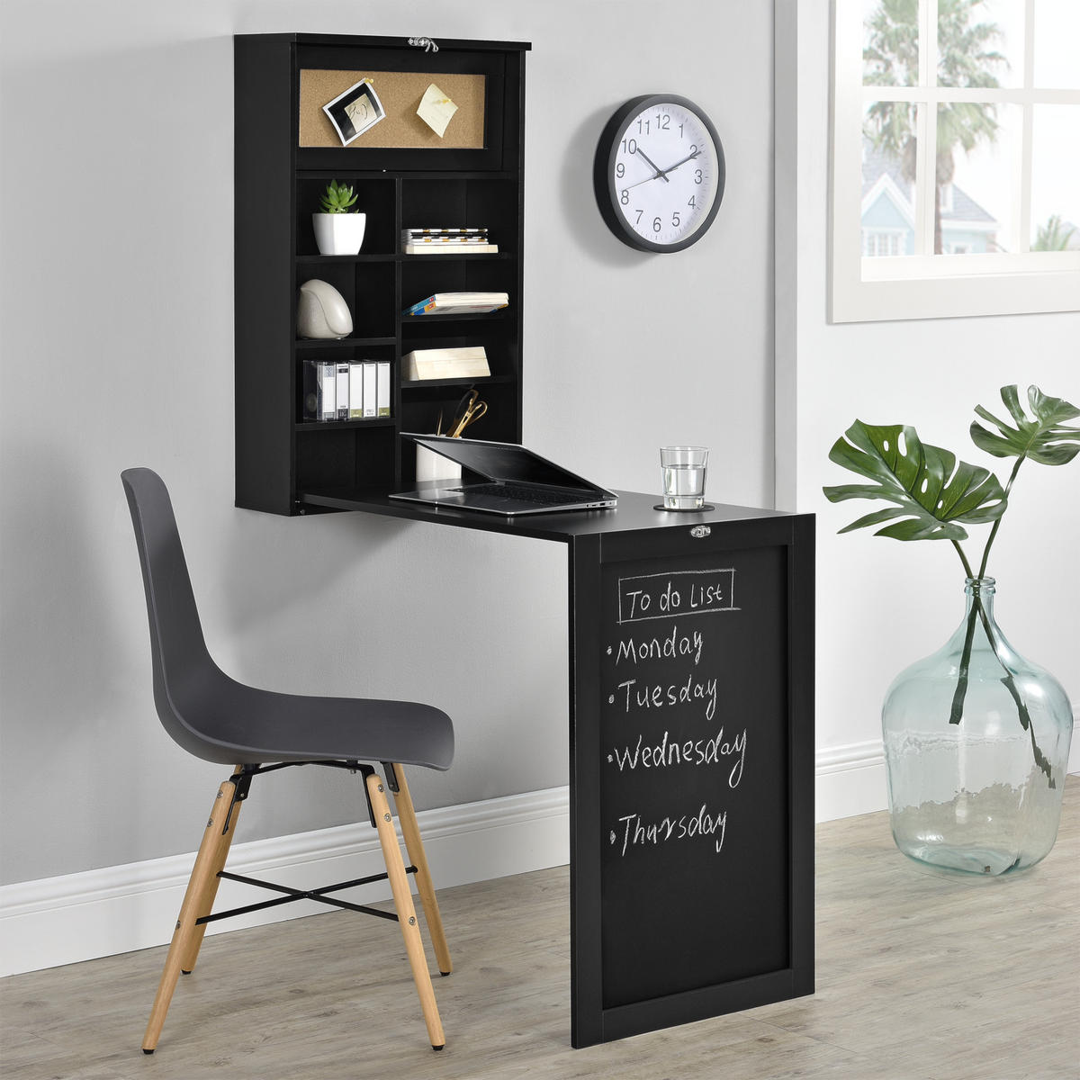 WANDKLAPPTISCH Kläppen - Schwarz, Holzwerkstoff (50/156/91.5cm) - [en.casa]
