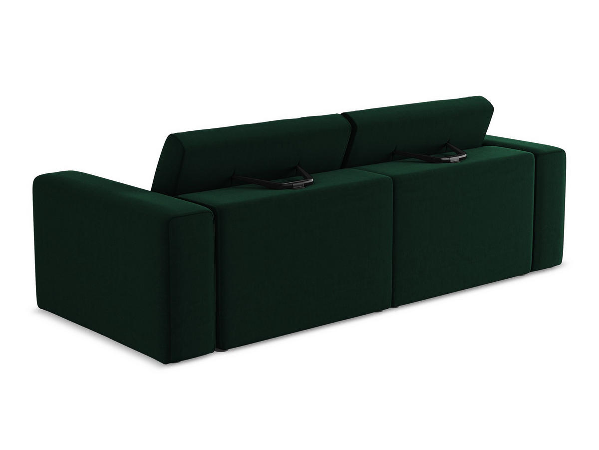 3-SITZER SOFA Samt Stoff Grün - Blau/Dunkelgrün, Kunststoff/Textil (224/80/103cm) - Makamii