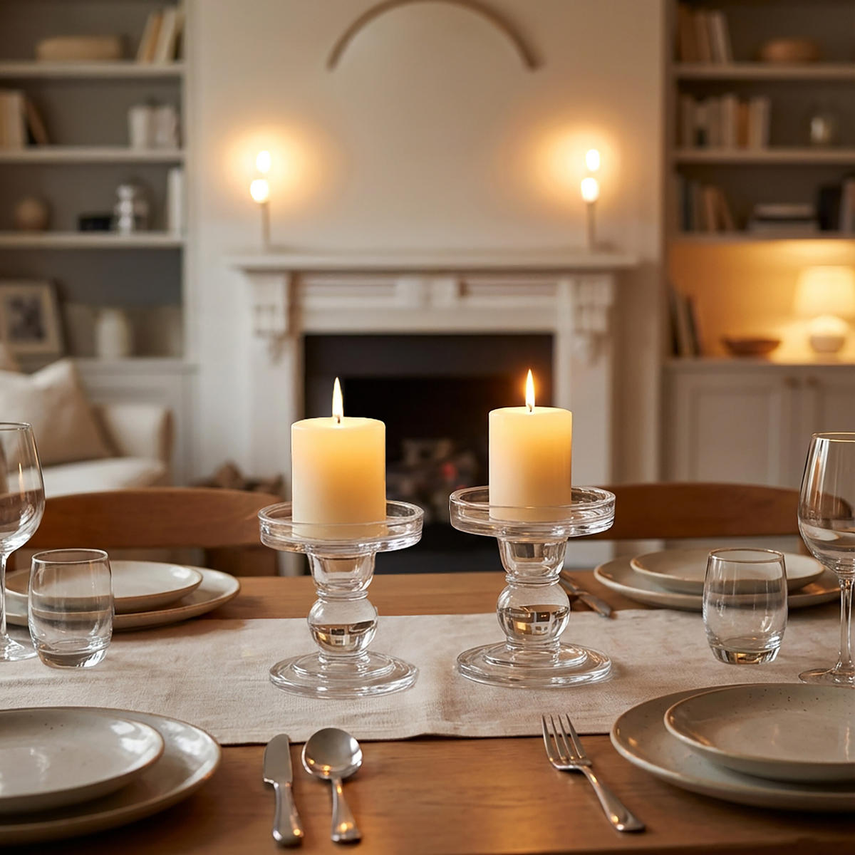2XKERZENHALTER - Transparent, Glas (8.5/8.5/8.5cm) - Relaxdays