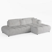 ECKSOFA BARI Rechts Beige Chenille-Stoff L-Form Couch mit Schlaffunktion & Bettkasten - Beige/Schwarz, Holz (280/170cm) - Barchello