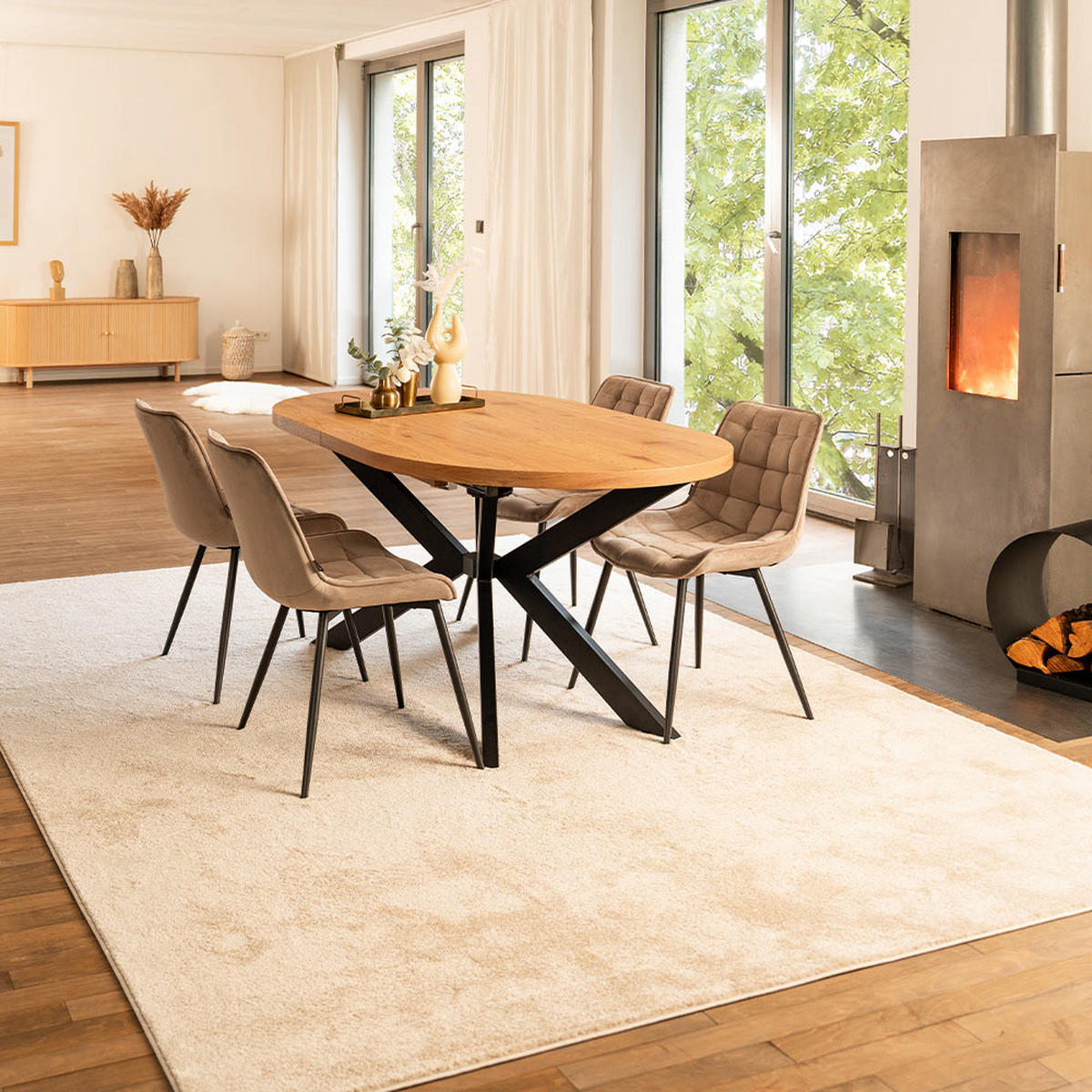 ESSTISCH OVAL AVENTI - Light Oak, 200 x 100 cm - Hellbraun, Holz (160/100/4cm) - Home Deluxe