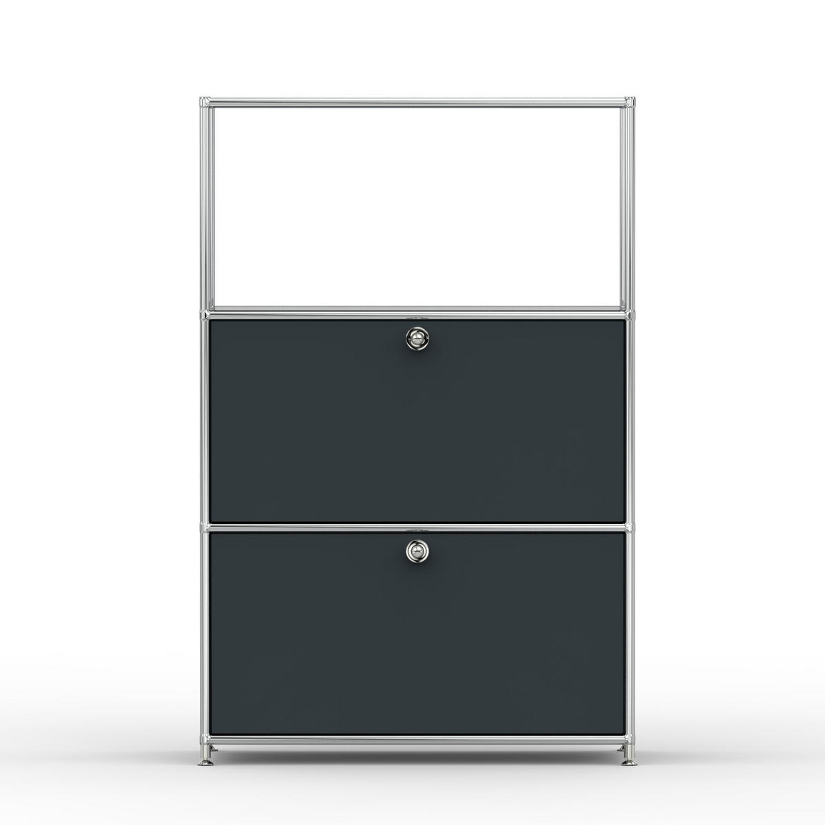 HOCHSCHRANK, 1 offenes Fach, 2 Klappen, Breite 77 cm, Anthrazitgrau - Chromfarben/Silberfarben, Metall (40/118/77.2cm) - Versee